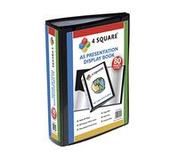 4 Square 89039 Porte-vues A5 - 80 pochettes (160 côtés) - Pour professionnels, entreprises, étudiants, projets, école, collège, maison, bureau - Noir