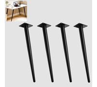 4 St Pieds De Meubles Noir,Pieds De Meubles De Cône,Pieds Métalliques Coniques Pour Chaises, Pieds Modernes DIY Avec Patins Réglables,Pieds De Table Basse, Bureau, Table De Chevet, Chaise(30cm/11.8in)