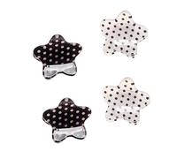 4 Star Lot de 4 mini pinces à cheveux noires et blanches en forme d'étoile de mer pour femmes et filles, accessoires de cheveux pour coiffer une frange pour cheveux courts et fins, lot de 4 pinces à