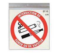 4 Stickers Ø 10 cm INTERDICTION DE FUMER OU DE VAPOTER P102 autocollant