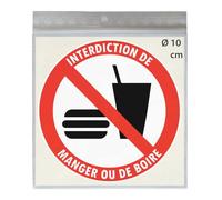 4 Stickers Ø 10 cm INTERDICTION DE MANGER OU DE BOIRE P022 autocollant