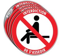 4 Stickers Ø 10 cm INTERDICTION DE S'ASSEOIR P018 autocollant