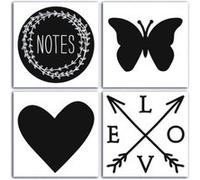 4 stickers ardoise Lovely Flowers 10 cm x 10 cm Multicolore G