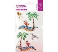 4 stickers strass 15 x 9,5 cm - Ile paradisiaque Multicolore G