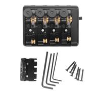 4 String Headless Electric Bass Bridge in Zinc Alloy and Brass with String Lock for Headless Bass Guitars (Noire)