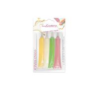 4 stylos chocolat - Rose, vert, jaune et blanc - 4 x 25 g