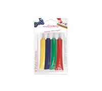 4 stylos chocolat - Rouge, bleu, vert, et jaune - 4 x 25 g