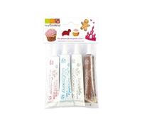 4 stylos de glaçage blanc, rose, bleu, chocolat Scrapcooking