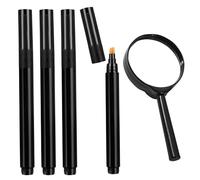 4 Stylos Détecteurs D'Argent Et 1 Loupe, Outils De Vérification Des Devises, Stylos Détecteurs D'Argent Portables, Adaptés Aux Magasins, Entreprises, Magasins De Détail