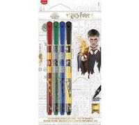 Maped 749600-4 Feutres Graph'Peps Harry Potter - Pointe Moyenne 0,8 mm - Confort d'Écriture et Dessin - 4 Stylos Feutres Noir, Vert, Rouge, Bleu