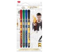 Maped 749600-4 Feutres Graph'Peps Harry Potter - Pointe Moyenne 0,8 mm - Confort d'Écriture et Dessin - 4 Stylos Feutres Noir, Vert, Rouge, Bleu
