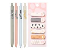 4 Stylos Neutres À La Queue De Chat Et 1 Ensemble De Griffes De Chat Note, Stylo De Dessin Animé Animal Créatif, Stylo À Bille Noir, Adapté À L'École, Au Bureau Et À La Famille.