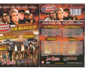 4 Super Peliculas el regreso de los 4 De Michocacan, elmariachi Narcotraficante, perron de Perrones, La Fiesta de los Animales