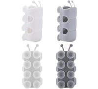 4 supports de douche à ventouse - En TPE en forme de chenille, imperméable, sans percement, lavable et réutilisable - 2 blancs et 2 gris