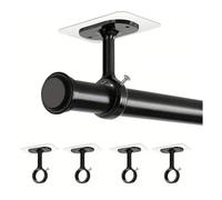 4 supports pour tringles à rideaux, système d'adhérence puissant, sans perçage, pour le salon, la chambre ou la salle de bains