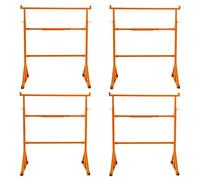 4 Supports Tréteaux de Maçon Chantier en Acier Portable Table Établi de Travail Hauteur Réglable 105,5 à 185,5 cm Pieds Antidérapants Capacité de Poids 200 kg [Crochets & Plateau Porte-Outils INCLUS]