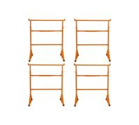 4 Supports Tréteaux de Maçon Chantier en Acier Portable Table Établi de Travail Hauteur Réglable 105,5 à 185,5 cm Pieds Antidérapants Capacité de Poids 200 kg [Crochets & Plateau Porte-Outils INCLUS]