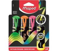 4 surligneurs - Couleurs fluo - Pointe biseautée - Jaune, vert, rose, orange - Maped