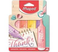 Maped Surligneurs FLEX Pastel - Pointe biseautée et flexible - 4 couleurs pastel aléatoires