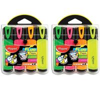 4 Surligneurs Fluo`Peps Aux Couleurs Éclatantes - Surligneurs Longue Durée Pour Usage Scolaire Et Professionnel - Vert + Rose + Jaune + Orange (Lot De 2)[Z139]