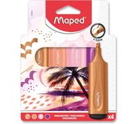 4 Surligneurs Fluo'peps-Pointe Biseautée-Surligneurs Longue Durée-Usage Scolaire Et Professionnel-Surligneurs Pastel,Fluos Et Encre À Paillettes-Thème Sunset Rose/Violet