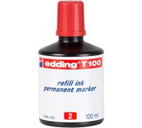 [4-T100002] Edding Recharge d'encre T 100 pour Marqueurs Permanents Rouge