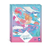 4 Tableaux aux Traits Argentés - Peinture Aquarelle - Thème Sirène - Magic Ocean - Kit Loisir Créatif Enfant - Dès 7 ans