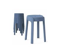 4 Tabourets Gigognes empilables BM Home Tab-Bleu-Fonce en Plastique, légers pour la Maison Salle de Classe, Cuisine, Jardin