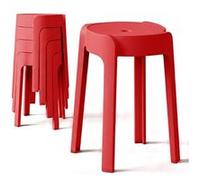 BM Home 4 Tabourets Gigognes Empilables Tab-Rouge en Plastique Rouge, Légers pour la Maison, Salle de Classe, Cuisine, Jardin