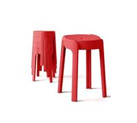 4 Tabourets Gigognes empilables BM Home Tab-Rouge en Plastique, légers pour la Maison, Salle de uisine, Jardin