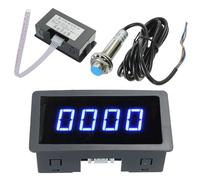 4 tachymètre numérique à écran LED - Vitesse de rotation inductif - Capteur d'effet Hall NPN - Interrupteur de proximité pour mesurer la température et la pression bleu