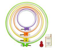 4 tailles - Cercle à broder en plastique - Kit de cercles à broder ronds colorés - En plastique - Cercle - Point de croix - Avec 16 aiguilles à coudre avec 1 guide de fil et 1 extracteur de fil