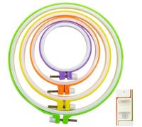 4 tailles - Cercle à broder en plastique - Kit de cercles à broder ronds colorés - En plastique - Cercle - Pour le bricolage et la couture - Avec 16 aiguilles à coudre à œil doré
