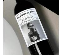 4 tailles Étiquette de vin personnalisée Étiquette imperméable Étiquette de vin personnalisée avec photo de journal noir et blanc Demande de témoin de mariage Étiquette de vin cadeau de mariage Cadeau