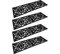 BURI Lot de 4 tapis d'escalier en caoutchouc aspect fonte 76,3 x 25,5 cm - Tapis d'escalier intérieur et extérieur - Tapis rectangulaire en caoutchouc noir