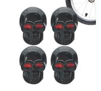 4 tapones de válvulas con forma de calavera: tapones para válvulas personalizados para automóviles, motocicletas y bicicletas | Tapones de aire con núcleo de cobre antioxidante | Cubiertas universales