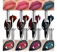 4 Teintes à Lèvres Changeantes Sanglantes, Forme Couteau Goth Halloween | Passe De Sombre À Vif Essuyé, Anti-Transfert Étanche Longue Tenue, Flacon Couteau, 4 Teintes Maquillage Goth Halloween