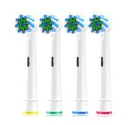 4 têtes de rechange Cross Clean compatibles avec les brosses à dents électriques Oral-B Pro 1000/2000/3000/5000/6000 Smart et Genius White