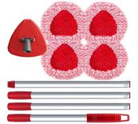 4 Têtes de Serpillière Remplaçables pour Système Vileda Turbo, Recharge Mop Chenille Compatible avec Manche 76-148 cm et 1 Base