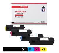 TONER 593-10258 593-10258 Noir + Cyan + Magenta + Jaune x 4 Compatible pour DELL-NOPAN-INK Dell 1320c 1320cn G