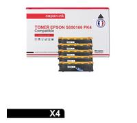 4 Toner pour EPSON C13S050166 Black 6000 Pages avec Epson EPL 6200 Epson 6200 DTN Epson 6200 N