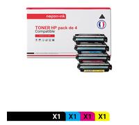 TONER CE250X 504X + CE251A 504A + CE253A 504A + CE252A 504A CE250X 504X + CE251A 504A + CE253A Noir + Cyan + Magenta + Jaune x 4 Compatible pour HP-