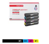 4 Toner pour HP CE270A 650A + CE271A 650A + CE273A 650A + CE272A 650A Black + Cyan + Magenta + Jaune BK:13500 Pages CMY:15000 Pages avec P Color LaserJet Enterprise CP5525 series
