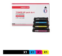 TONER CE320A 128A + CE321A 128A + CE323A 128A + CE322A 128A CE320A 128A + CE321A 128A + CE323A Noir + Cyan + Magenta + Jaune x 4 Compatible pour HP-