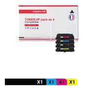 4 Toner pour HP CF360X + CF361X + CF363X + CF362X Black + Cyan + Magenta + Jaune BK:12500 Pages CMY:9500 Pages avec P Color LaserJet Enterprise M552dn P Color LaserJet Enterprise M553dn P Color LaserJ
