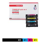 4 Toner pour HP CF410X + CF411X + CF413X + CF412X Black + Cyan + Magenta + Jaune BK:6500 Pages CMY:5000 Pages avec P Color LaserJet Pro M452dw P Color LaserJet Pro MFP M477fnw P Color LaserJet Pro M37