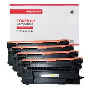 4 Toner pour HP CF450A + CF451A + CF453A + CF452A Black + Cyan + Magenta + Jaune BK:12500 Pages CMY:10500 Pages avec P Color LaserJet Enterprise Flow MFP M681z P Color LaserJet Enterprise Flow MFP M68