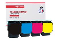 4 Toner pour LEXMARK 80C0S10 + 80C0S20 + 80C0S30 + 80C0S40 Black + Cyan + Magenta + Jaune 2500 Pages avec Lexmark CX310 CX310dn CX310n CX410 CX410de CX410dte CX410e CX510 CX510de CX510de CX510dte