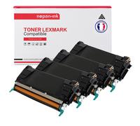 4 Toner pour LEXMARK C746A1KG + C746A1CG + C746A1MG + C746A1YG Black + Cyan + Magenta + Jaune 12000 Pages avec Lexmark C746 C746dtn C746n C748DE C748DTE C748e