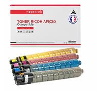 TONER 888640 888640 + 888643 + 888642 + 888641 Noir + Yellow + Magenta + Jaune x 4 Compatible pour RICOH AFICIO-NOPAN-INK Rico Aficio MP C2000 Aficio MP C2500 Aficio MP C3000